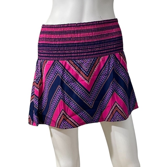 Express Skirt Geometric Mini Pink Purple Navy - Picture 2 of 6